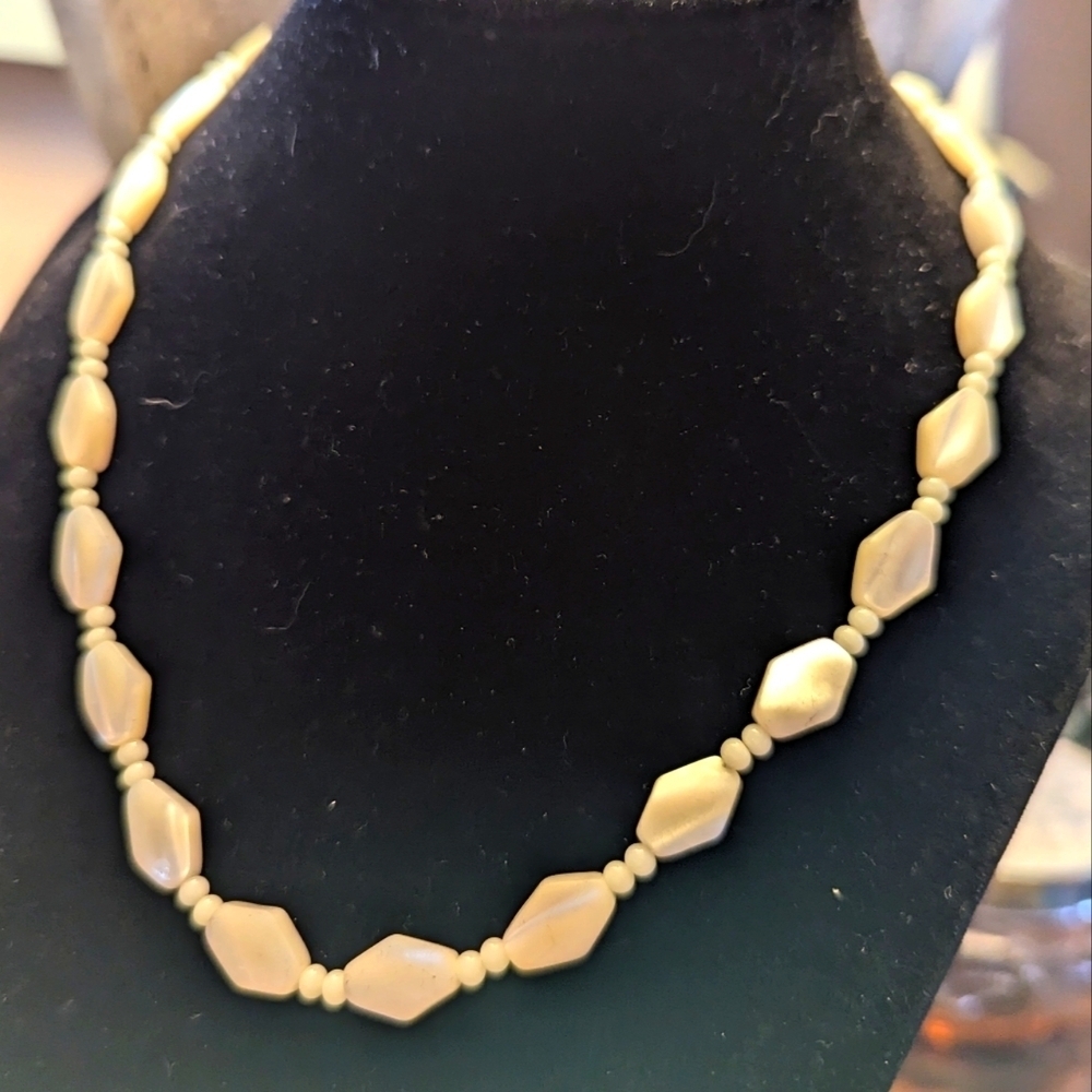 Mother of Pearl MOP shells diamond shape 8" necklace Beachy Surfer Ocean Summer